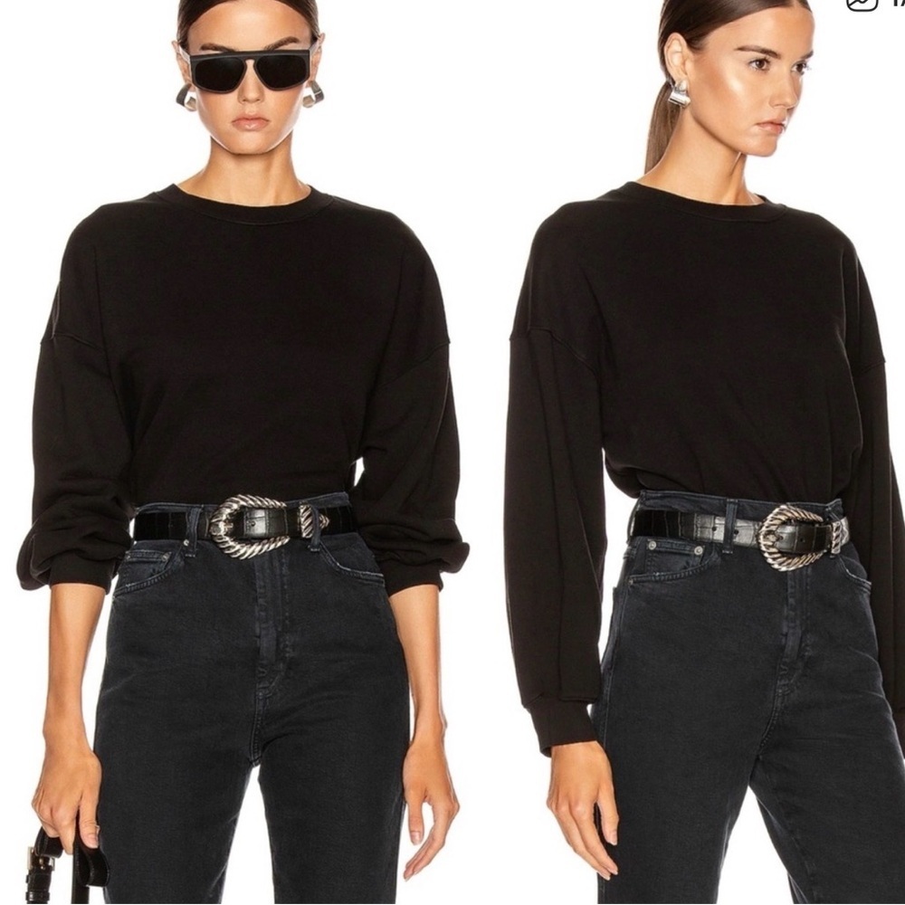 AGOLDE BALLOON SLEEVE‎ CROPPED SWEATSHIRT IN BLACK Sz medium
